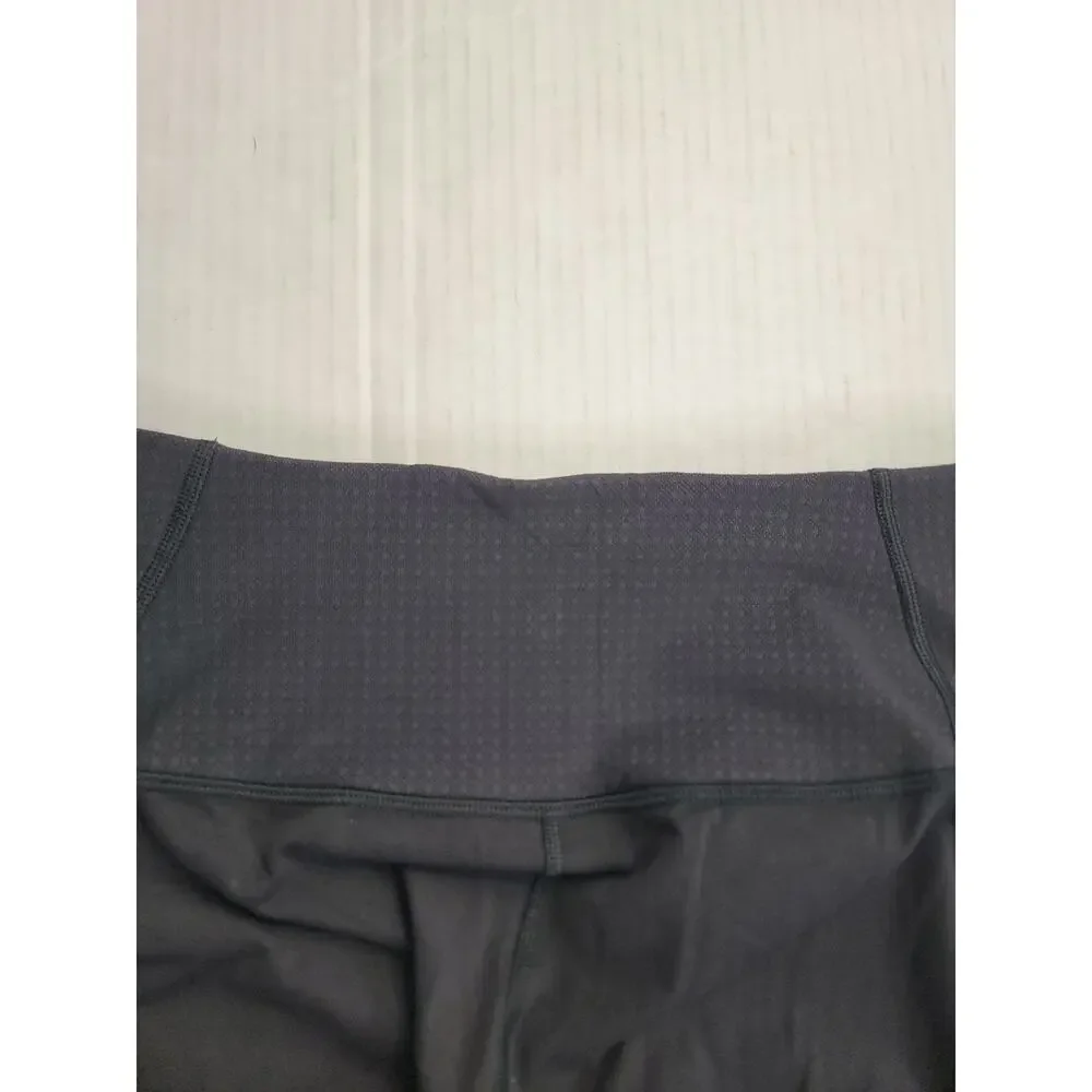 Lululemon Soul Cycle Crop Leggings Sz 8 Black Camo Capri Lace Trim